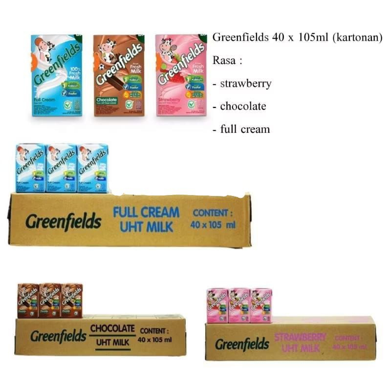 

[ 1 Karton ] Susu Greenfields Milk Greenfields UHT Susu 3 Varian Rasa