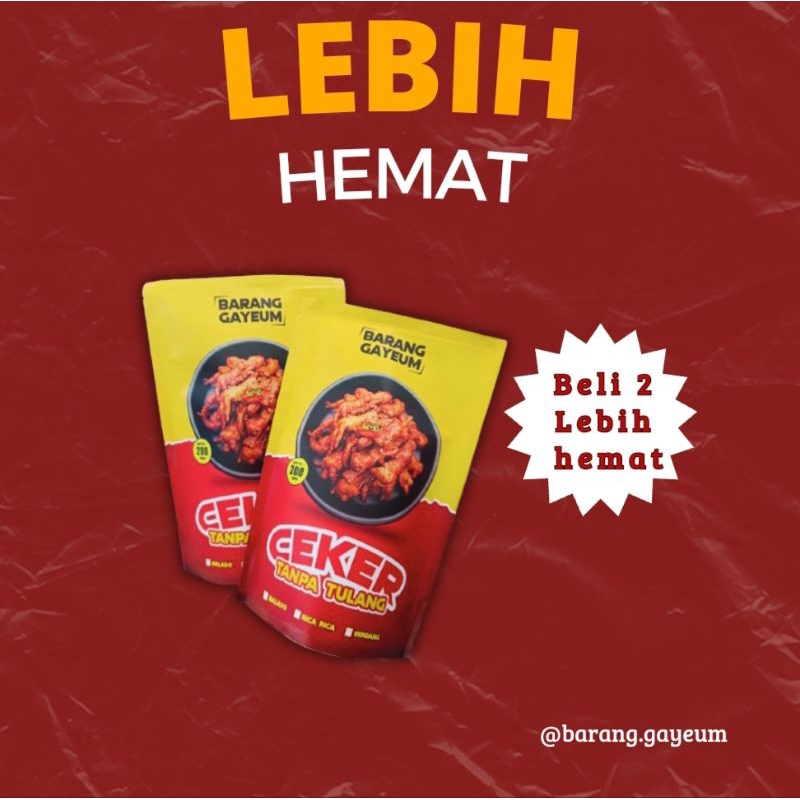 

Beli 2 Lebih Hemat , Ceker Tanpa Tulang Varian Balado