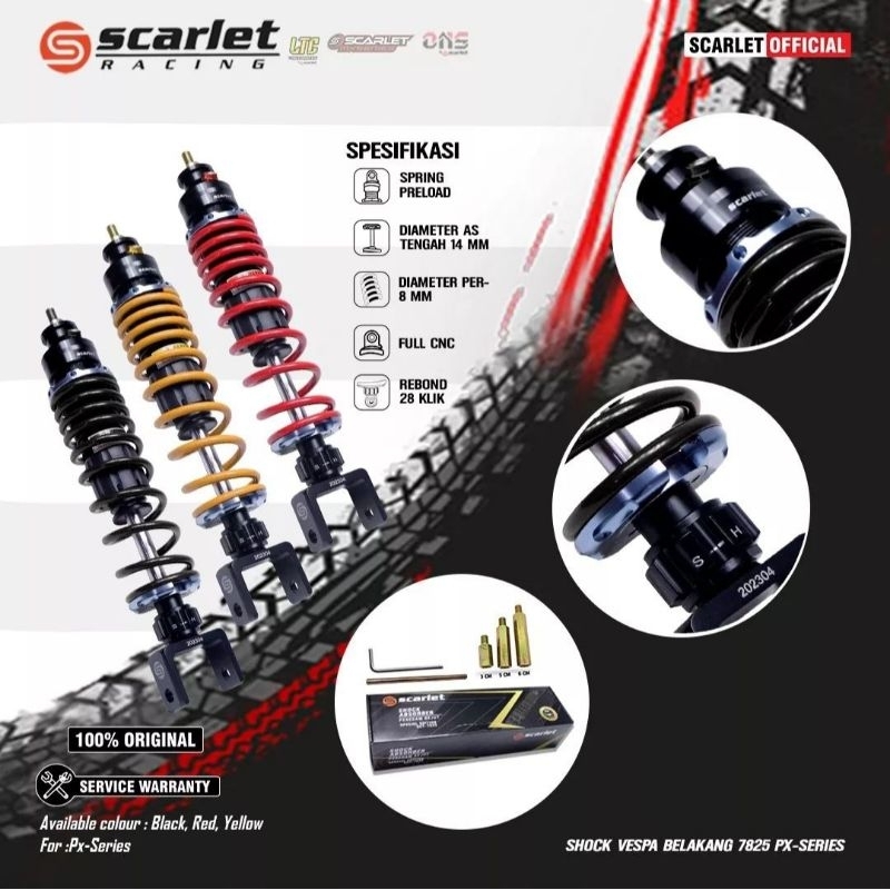 Shock absorber Shockbreaker Belakang Vespa Super Sprint pts PX Excel Scarlet Non Tabung