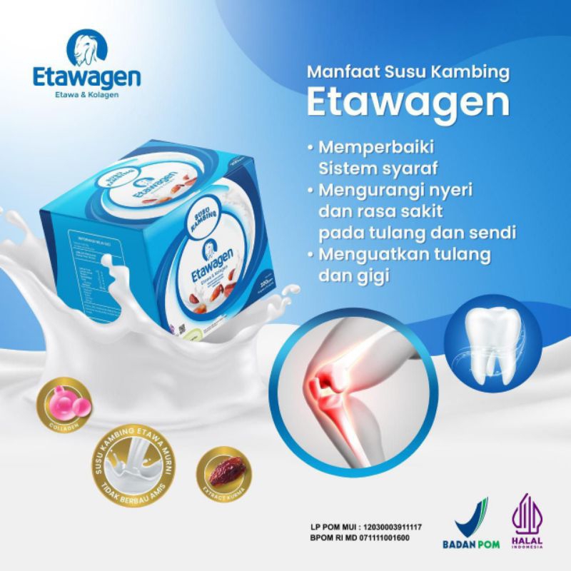 

Etawagen Susu Kambing Etawa Diformulasikan Dengan Collagen Dan Extrak Buah Kurma