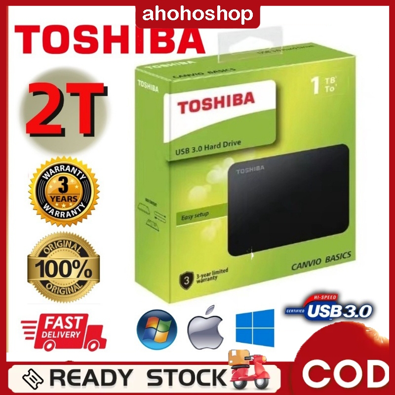 Toshiba Canvio Basic 1TB/2TB HD Hardisk Eksternal / HDD SSD External USB 3.0 Portable Hardisk Extern