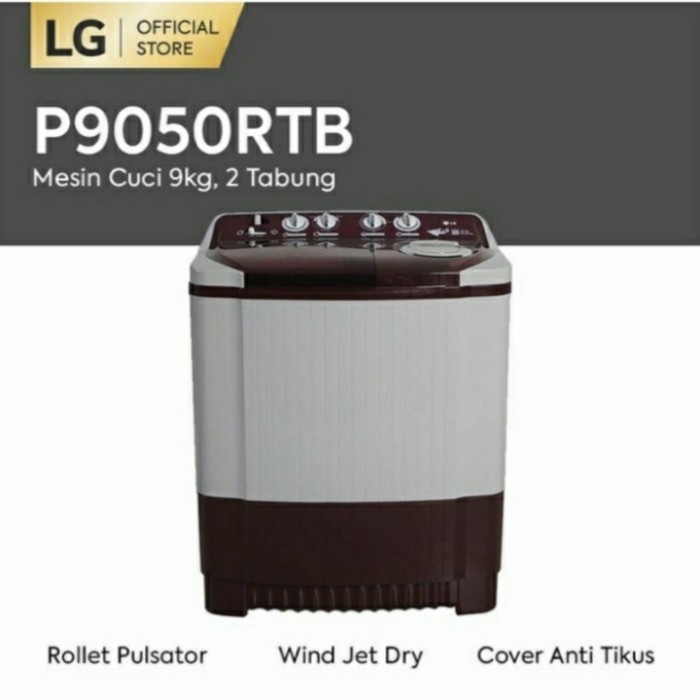 Mesin Cuci 2 Tabung 9 Kg LG P9050RTB