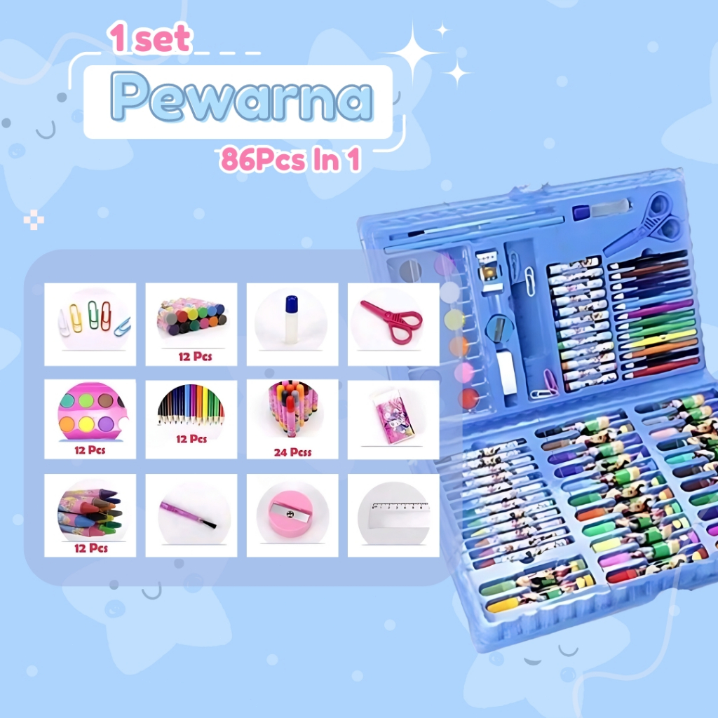 

Pensil Warna 86Pcs In 1 Crayon Anak Art Set Alat Lukis Menggambar Seni Kerajinan Anak