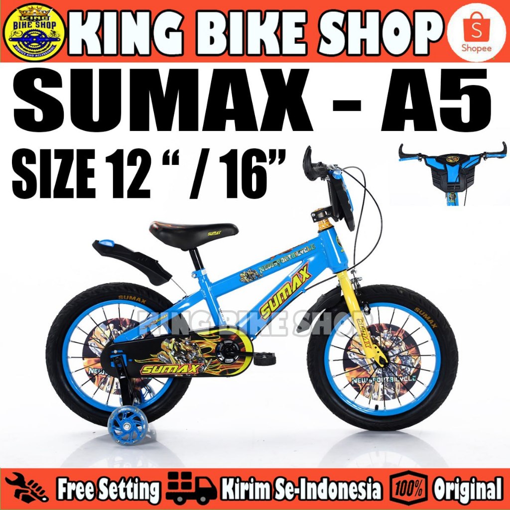 Sepeda Anak Laki BMX SUMAX A5 Tameng Musik Ukuran 12 Inch