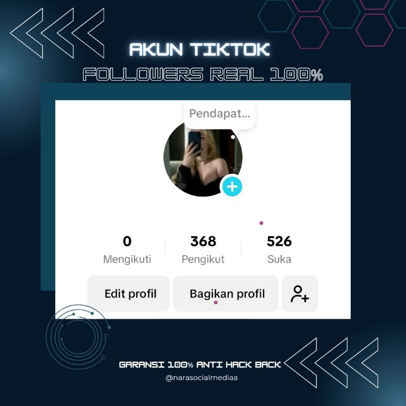 Akun Tiktok 100-500 Followers Indo Real Aktif