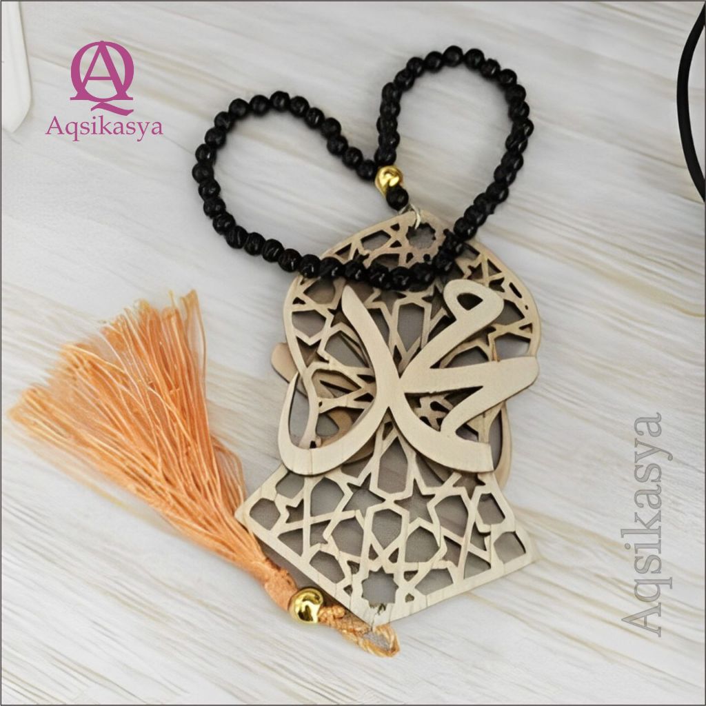 GANTUNGAN SPION MOBIL | AKSESORIS GANTUNGAN SPION MOBIL BENTUK TEROMPAH NABI KALIGRAFI ISLAMI