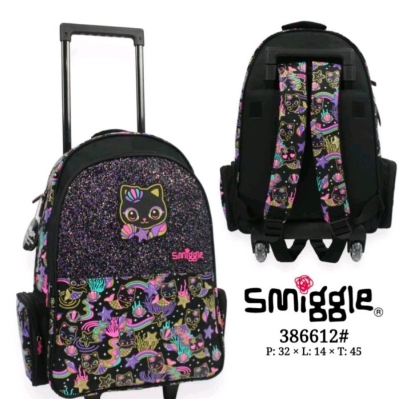 Smiggle Trolley Bag, Tas Anak Smiggle Troli Original Model. Black Cat