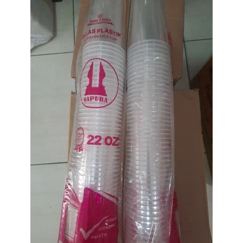 gelas plastik 22 oz datar merk gapura