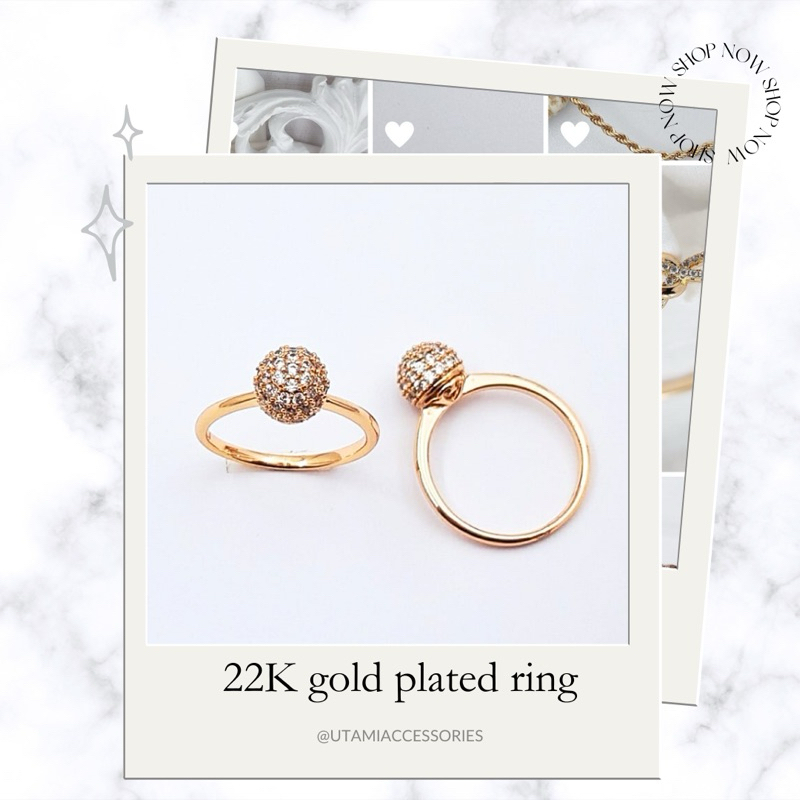 Cincin emas permata berlian wanita, cincin wanita lapis emas anti karat
