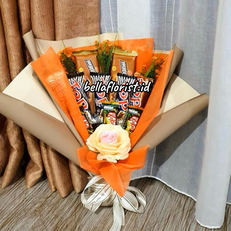 BF - Buket Coklat TOP Coklat KitKat / Buket Hari Valentine Hari Kasih Sayang / Buket Anniversary / H