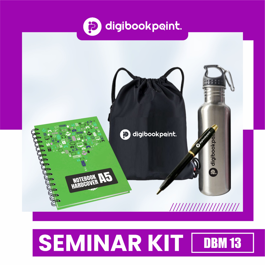 

Paket Seminar Kit Custom - Pulpen Besi Grafir, Notebook Hardcover A5, Tas Serut Punggung Taslan Custom, Tumbler Ventura - DBM 13