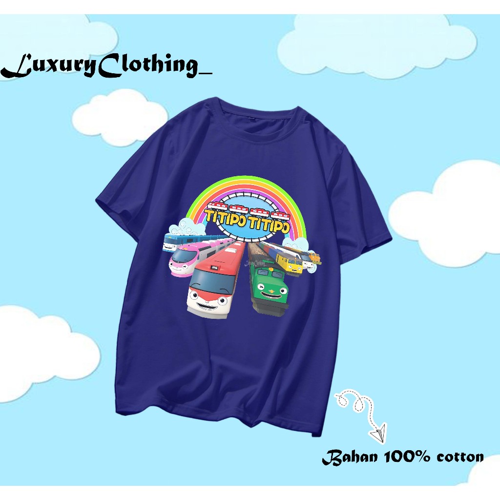 Baju Kaos Anak Gambar Titipo Titipo Little Trains Bahan Premium Unisex