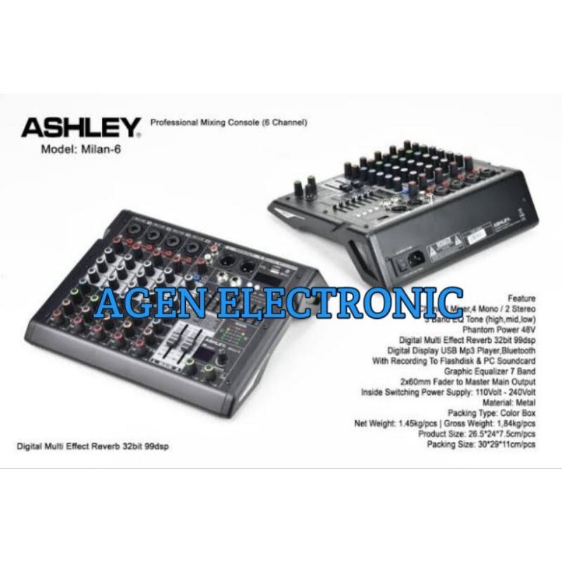 Mixer Ashley Milan 6 original Mixer Ashley 6 Channel resmi