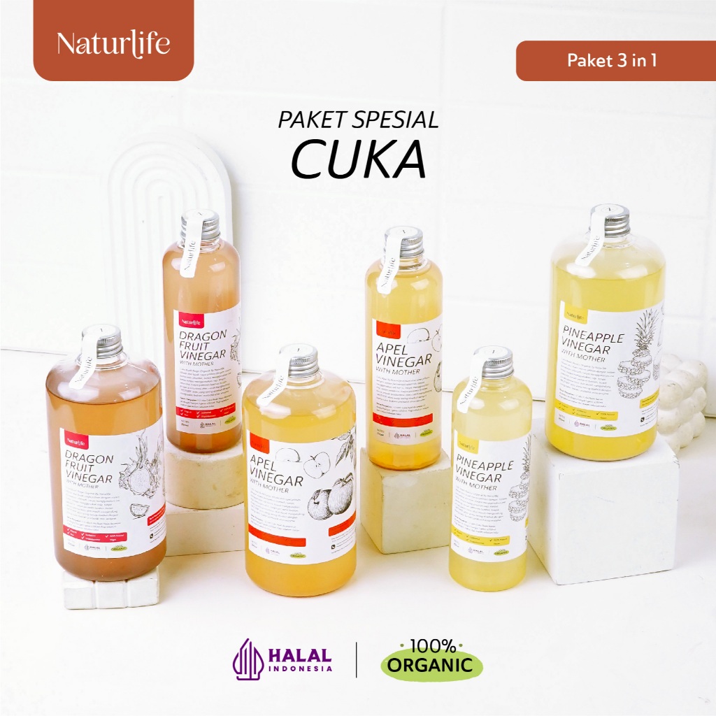 

PAKET SPECIAL CUKA APEL CUKA NANAS & CUKA NAGA WITH MOTHER NATURLIFE / APPLE CIDER VINEGAR / CUKA SARI APEL ORIGINAL UNTUK DIET KESEHATAN DETOX DETOKS / CUKA APPLE / BRAGG ORIGINAL ASLI CUKA APEL NUTRIFARM ORIGINAL DARIBUMI / NUTRIFARM / BEORGANIK