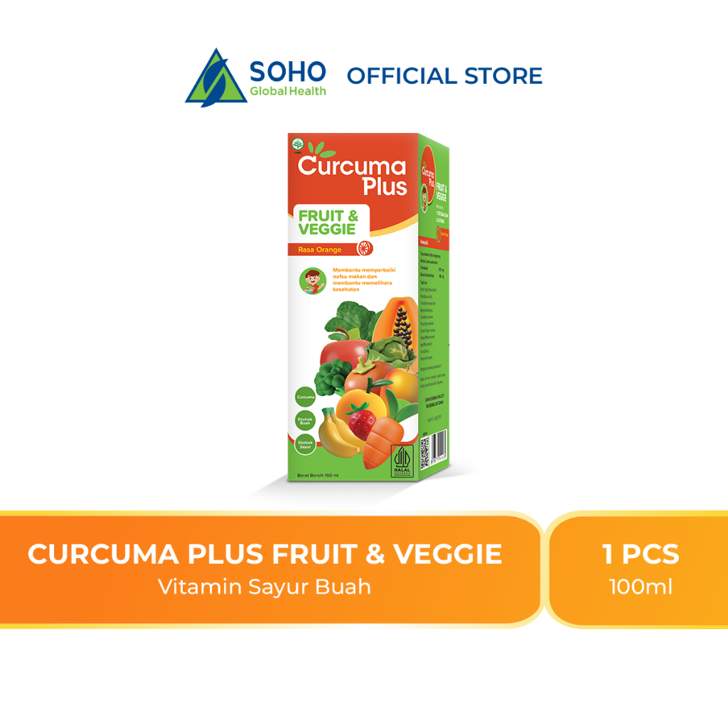Curcuma Plus Fruit & Veggie Multivitamin Ekstrak Buah dan Sayur Rasa Jeruk 100ml