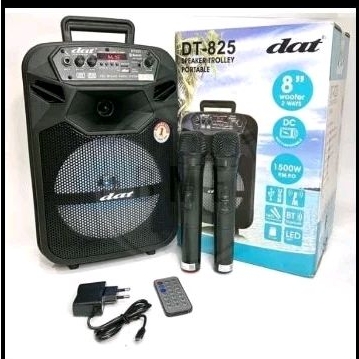 Speaker Bluetooth Portabel Dat 825 QD+2 Mic Karoke Wireless
