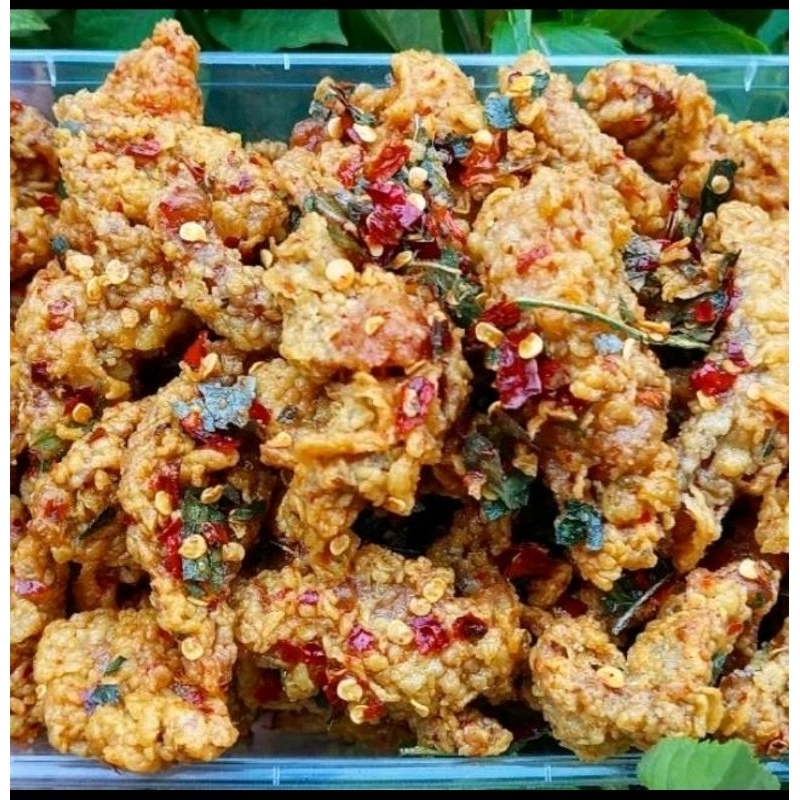 

1 KG HARGA HEMAT KULIT AYAM KRISPI EXTRA PEDAS GURIH RENYAH DAUN JERUK