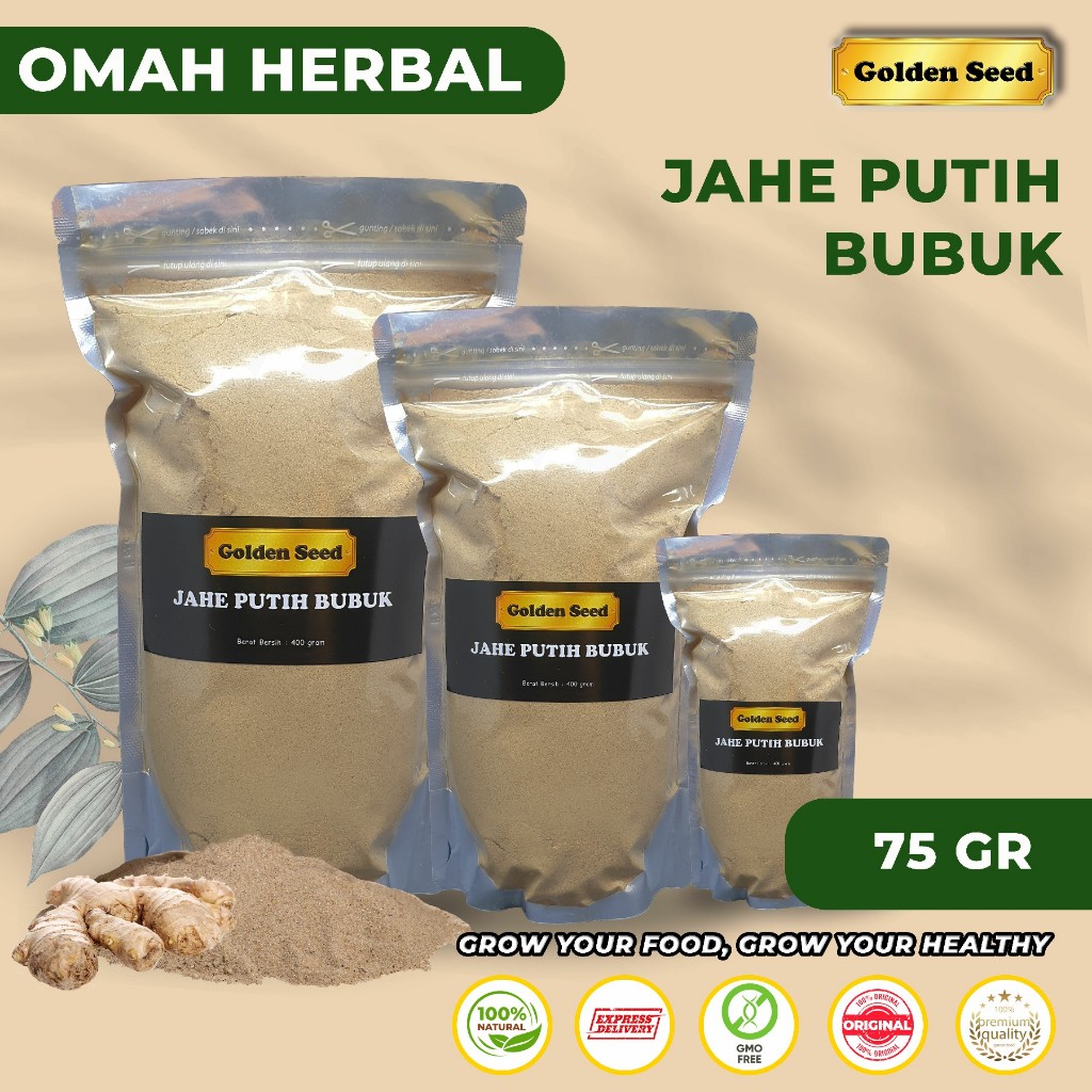 

BUBUK JAHE PUTIH 75 GRAM / JAHE PUTIH BUBUK MURNI 75GR PREMIUM ASLI 100% / BUBUK JAHE PUTIH LOKAL / GINGER POWDER TANPA CAMPURAN 75 GR