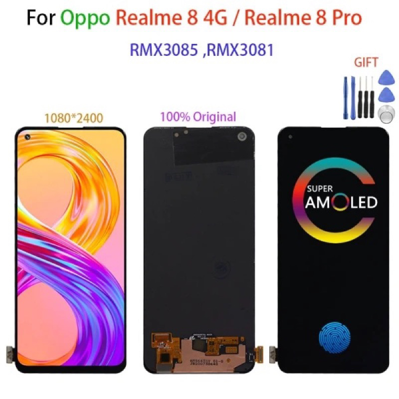 LCD Touchscreen OPPO Realme 8 4G RMX3085 / Realme 8 Pro RMX3081 Original Amoled Fingerprint OKE