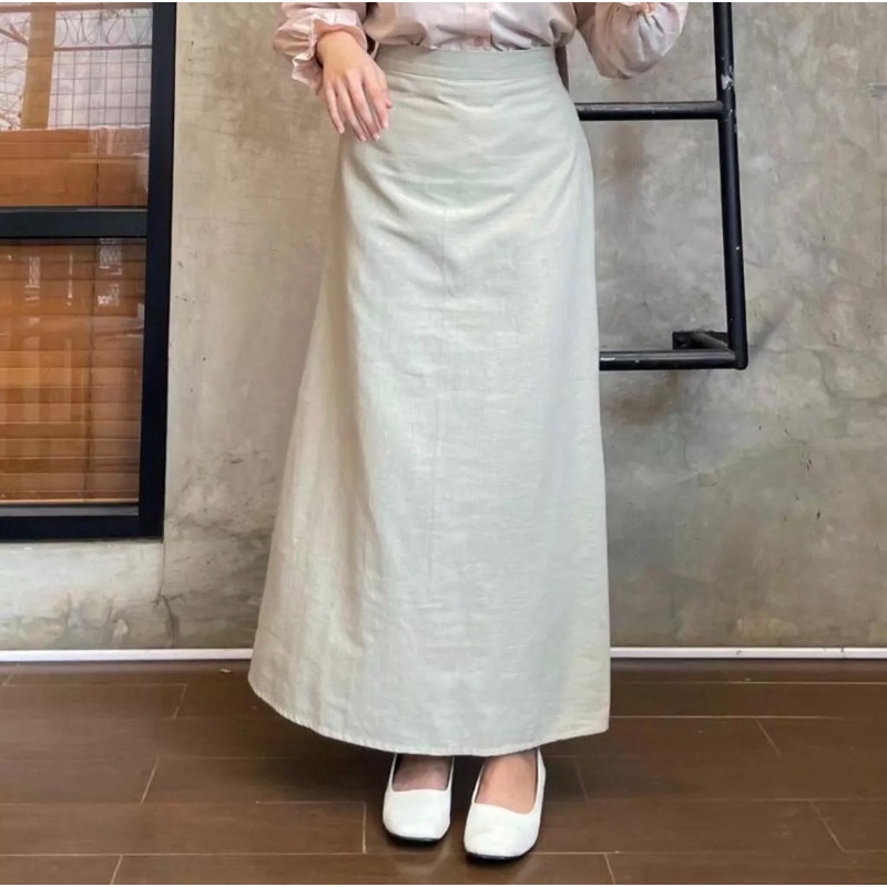 BEAU - ROK SKIRT LINEN POLOS AUDY | Rok Span Polos Linen / Rok Korean Style Wanita / Skirt Polos Lin