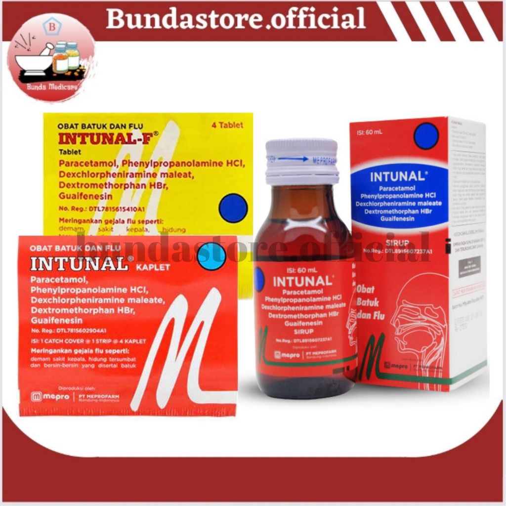 Intunal - Intunal Merah Strip / Intunal Forte Kuning Strip / Intunal Botol 60 ml - Obat Flu dan Batu