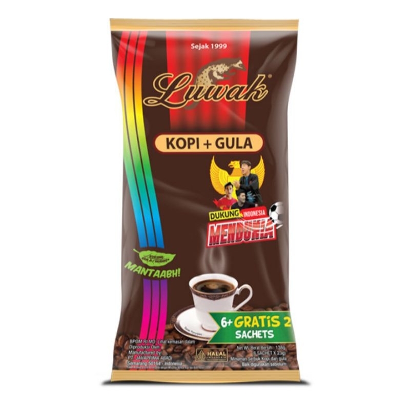 

Luwak Kopi Gula Bag 6 + 2 sachet x 23 gram