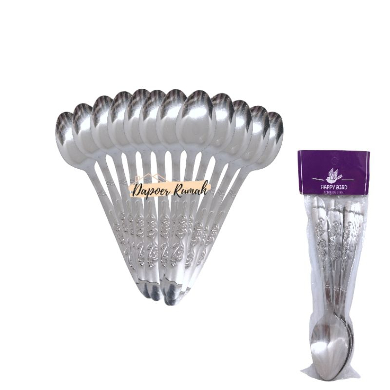 12 PCS )SENDOK MOTIF TEBAL/SENDOK BUNGA/SENDOK STAINLESS/SENDOK MAKAN