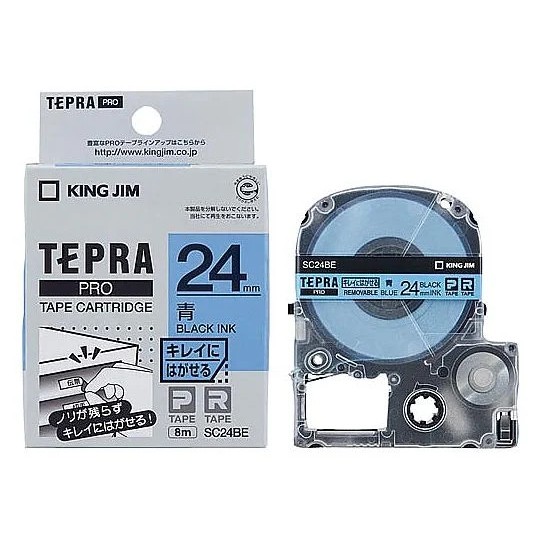 

(Khusus BATAM) King Jim SC24BE Tepra PRO Label Printer Cartridge 24mm, Detachable Blue/Black Characters