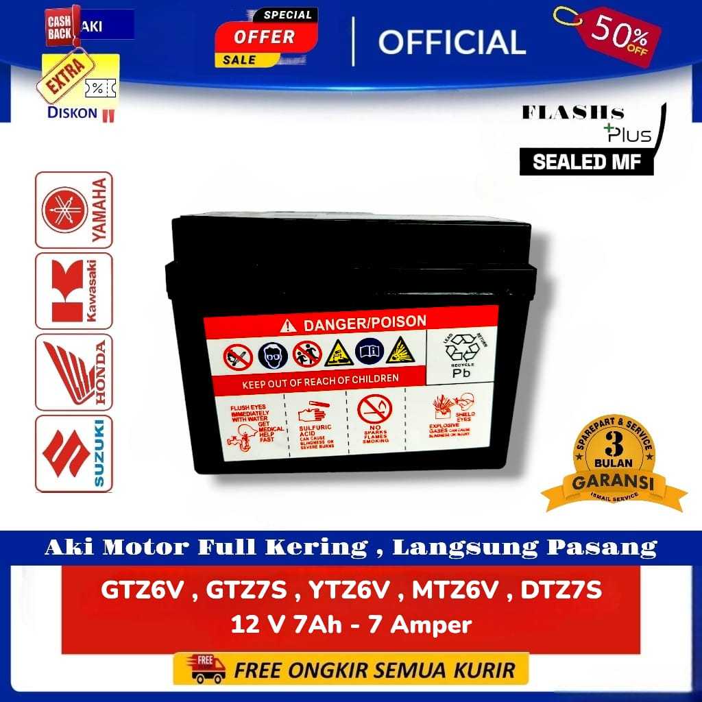 Aki Motor Baterai GTZ7S / GTZ6V / GTZ 7S / YTZ7S MTZ6VS Suzuki GSX S 150