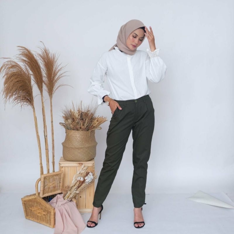 Celana Baggy Pants Premium Katun Drill Celana Kantor Formal