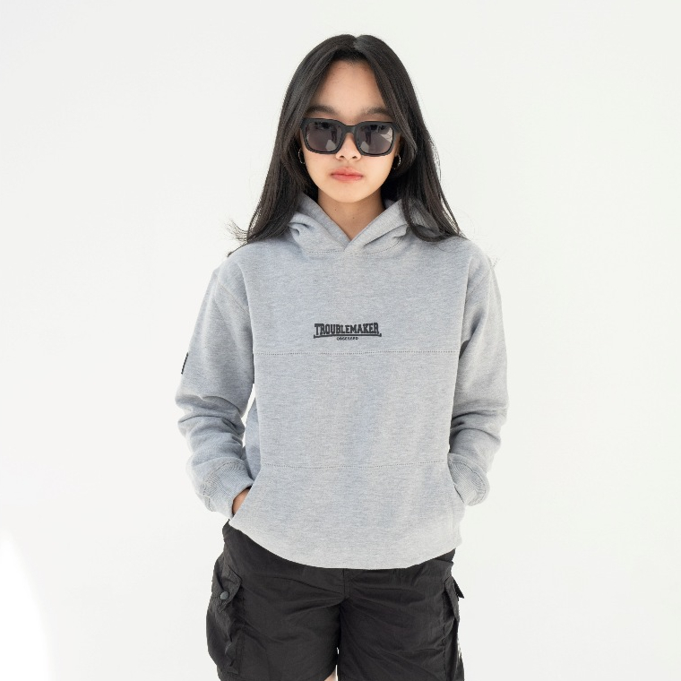 Troublemaker | Pullovee Hoodie - Hofelijk Grey