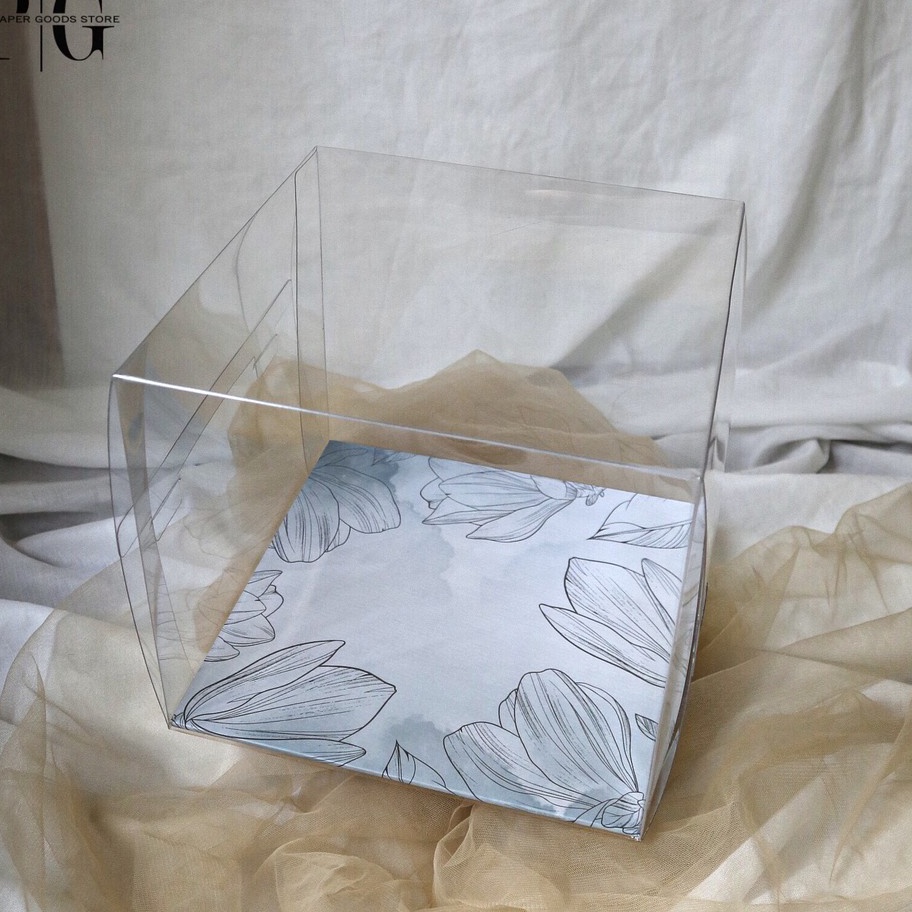 

Kotak kue 22cm Glass Cake Box 22x22x2cm Box kue 22 cm Dus kue