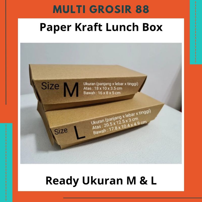 MG88 (Ecer 1 Pcs) Paper Lunch Box Kekinian Kotak Makanan Kotak Kertas Nasi Size M / L