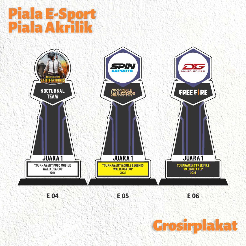 Plakat E Sport Piala E sport Akrilik Piala Pubg Piala Mobile Legend Piala Free Fire Akrilik