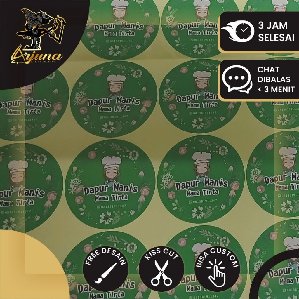 

ARJUNA SBC 2-6 Stiker Label Bulat Logo Olshop Custom Nama Sendiri