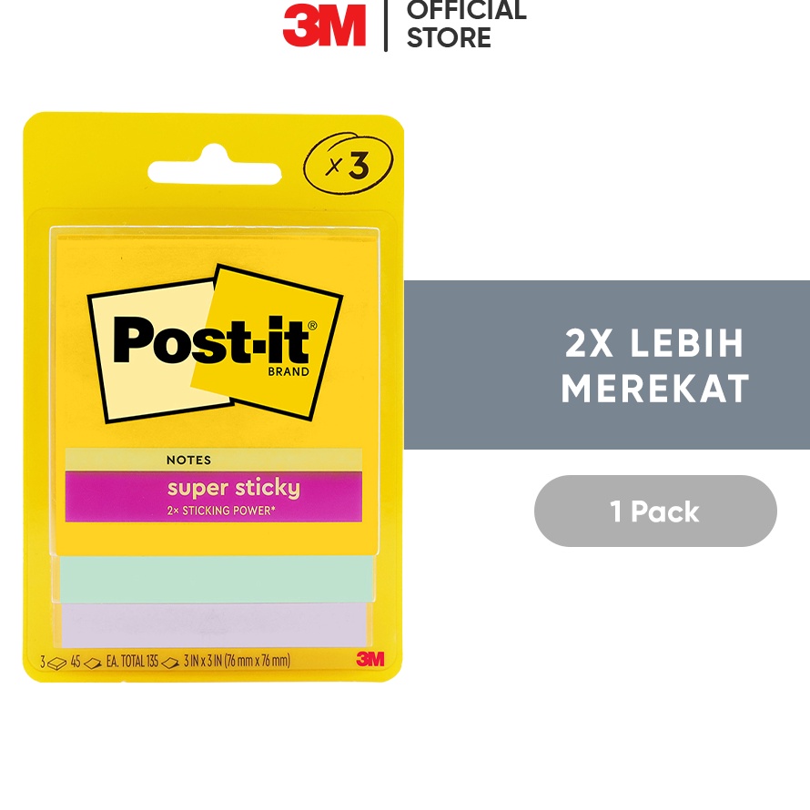 

TERUPDATE 3M Postit Super Sticky Notes 33213SSJP SWT 2x Lebih merekat 1 pak 76x76 mm Untuk dipermukaan kertas