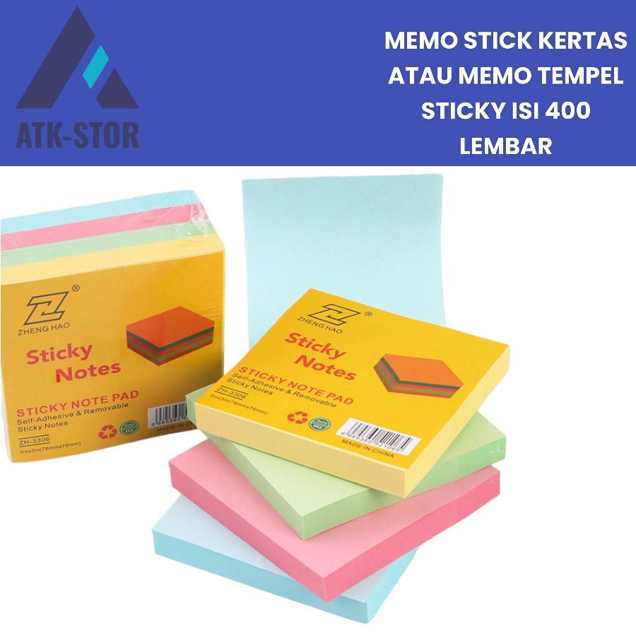 Stick Memo Kertas/Stick Memo Tempel Kotak Warna Warni Lucu Isi 400 Lembar Kertas 1Pcs