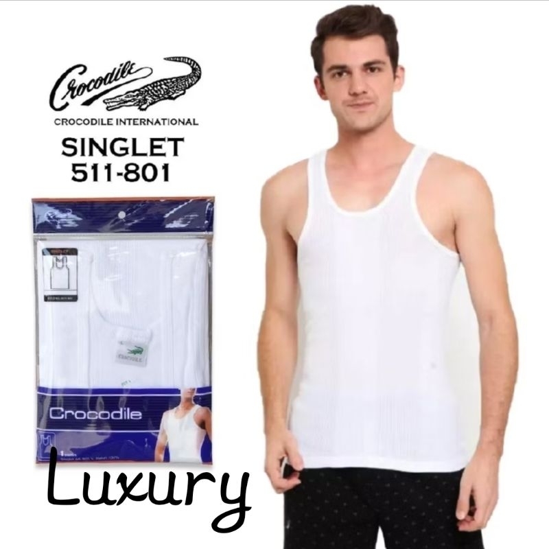 Crocodile Kaos dalam Pria SALUR 801V Singlet Crocodile Katun Original