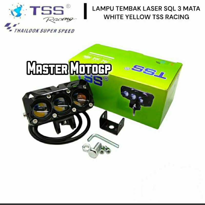 Lampu Tembak SQL 3 mata kipas Laser sepeda motor Lampu ganda kuning - Putih sinar Rendah tinggi Modi