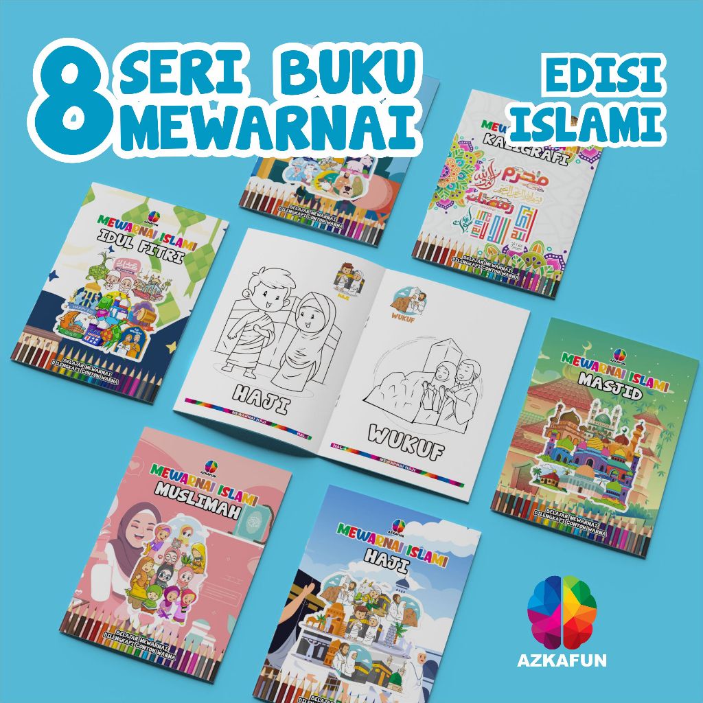 PAKET 8 BUKU MEWARNAI ISLAMI - BUKU MEWARNAI ANAK