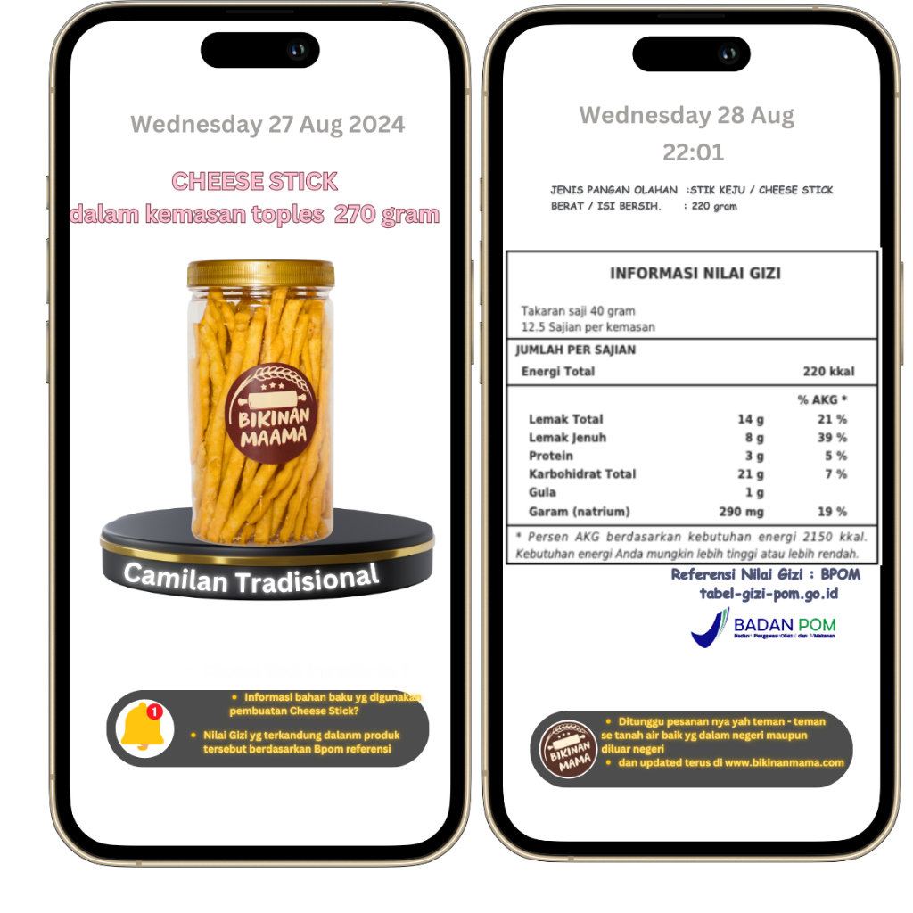 

BikinanMaamaCheesestickcamilankulinertradisionalkemasan toples 270gram