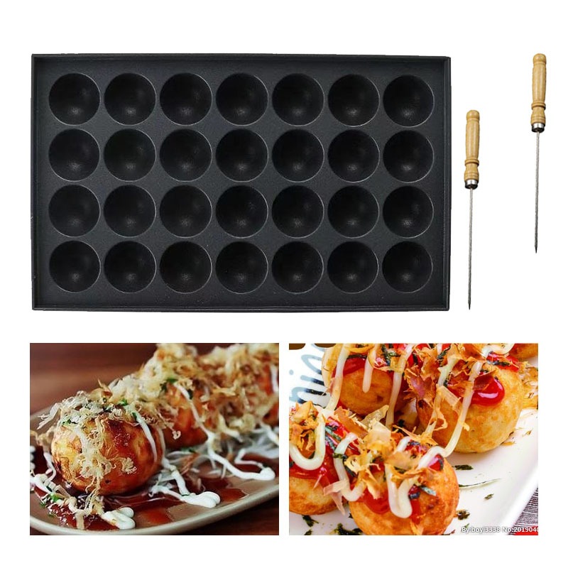 Cetakan Takoyaki Cetakan Takoyaki 28 Lubang No-Stick Baking Tray Cetakan Takoyaki Anti Lengket Kecil