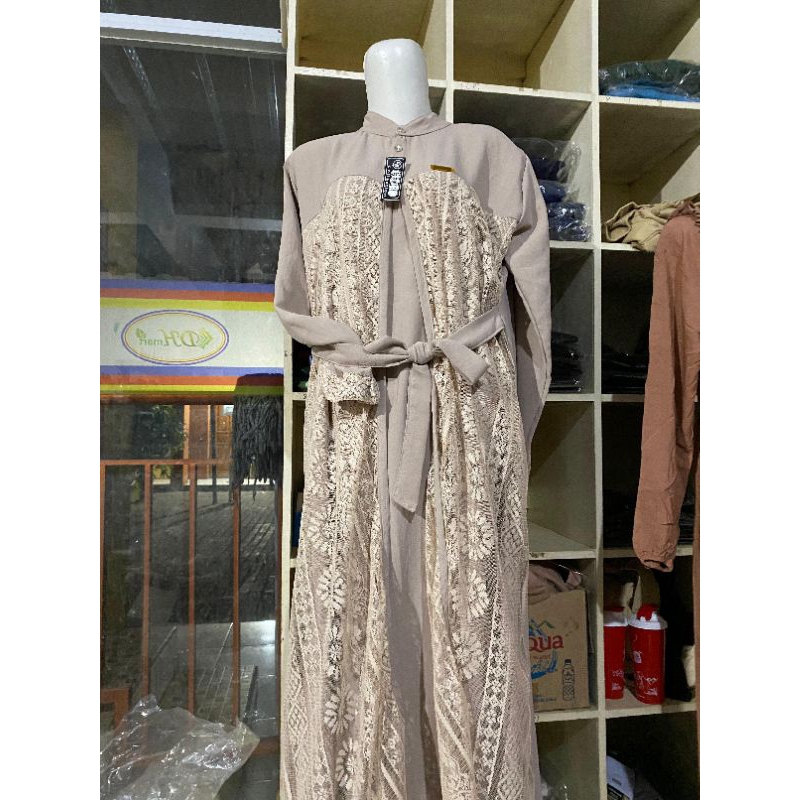 Cuci Gudang gamis brukat ceruty dan crinkle