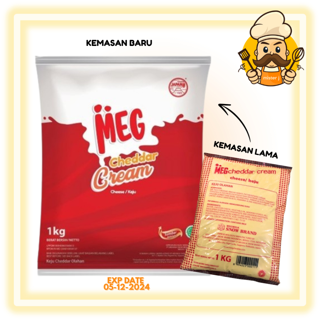 

MEG Cheddar Cream Keju 1 Kg | Meg Cheddar Cream Cheese 1kg | Meg Cream Cheese | Filling Keju Murah GROSIR