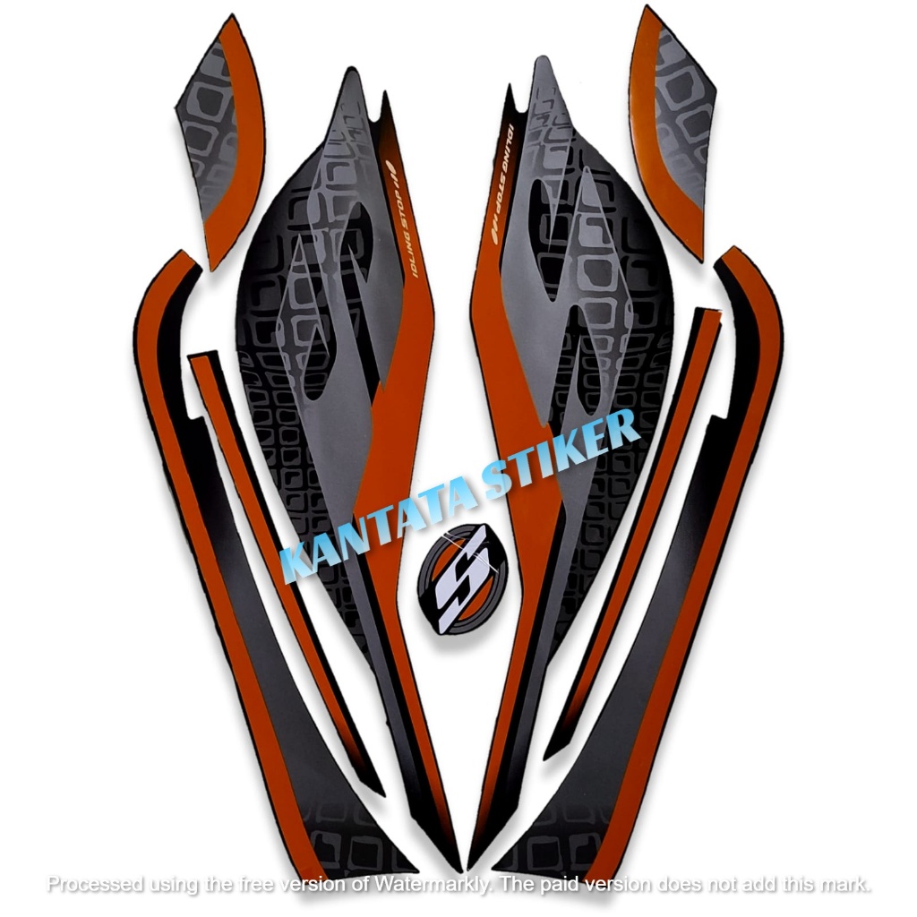 STIKER SRIPING MOTOR HONDA SCOOPY SPORTY 2019 FULL HITAM ORANGE FULL SET