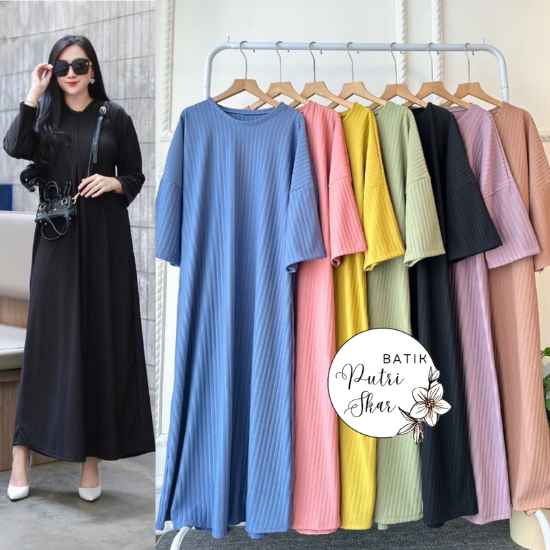 DRESS GAMIS KNIT RAJUT PREMIUM HORNET/ BAJU WANITA MUSLIMAH JUMBO LD MELAR 125 – GAMIS POLOS KNIT IM