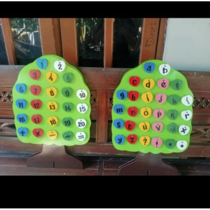 MAINAN EDUKASI ANAK. MAINAN POHON HURUF ABJAD, POHON ANGKA, POHON HIJAIYAH