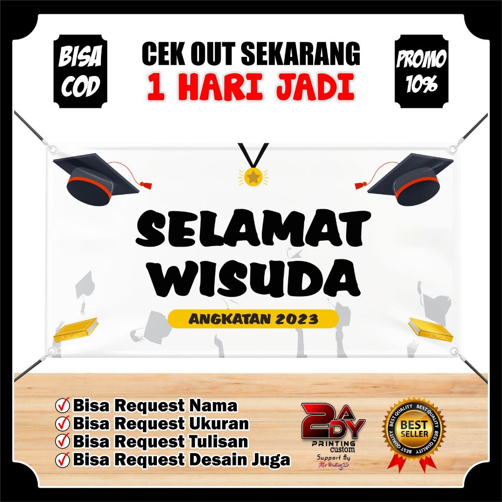 Spanduk Banner Wisuda, Banner kelulusan Wisuda Bisa Custom UKURAN 120 X 60