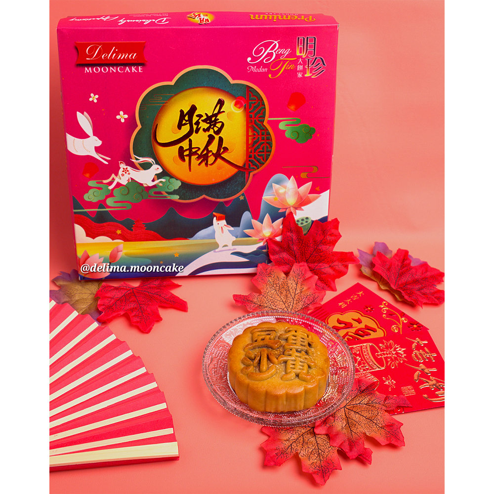 

Kue Bulan Medan Delima Mooncake Moon Cake (Tong / Tiong Ciu Pia) Isi 4 HALAL