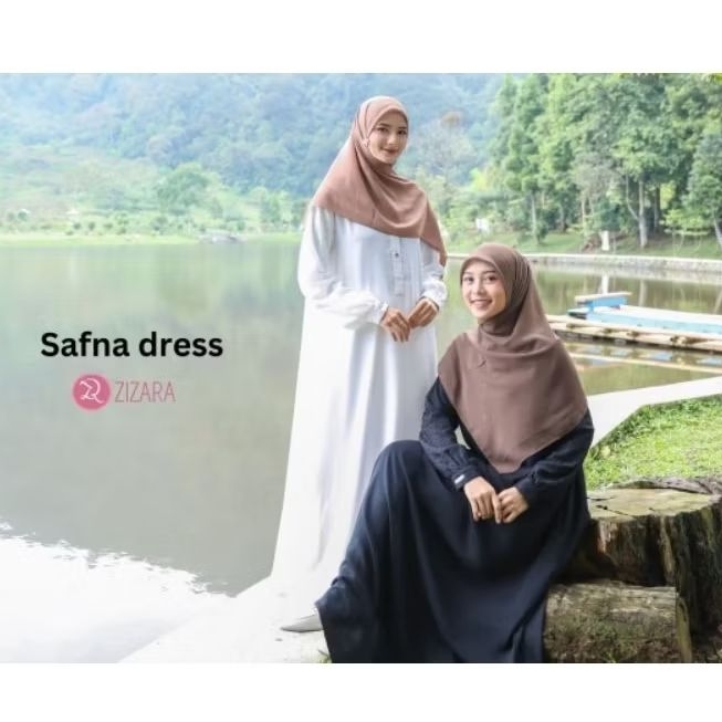 Dress SAFNA Gamis Putih Hitam Brokat by ZIZARA